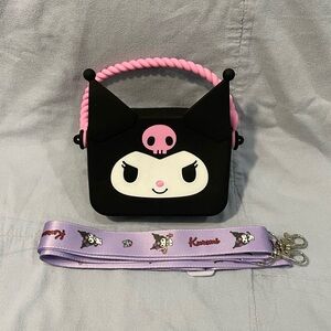 Sanrio Hello Kitty Kuromi Black Mini Crossbody Purse Bag‎ Silicone